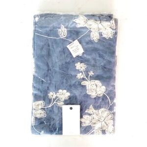 NWT Do Everything For Love White Embroidered Blue Feminine Scarf
